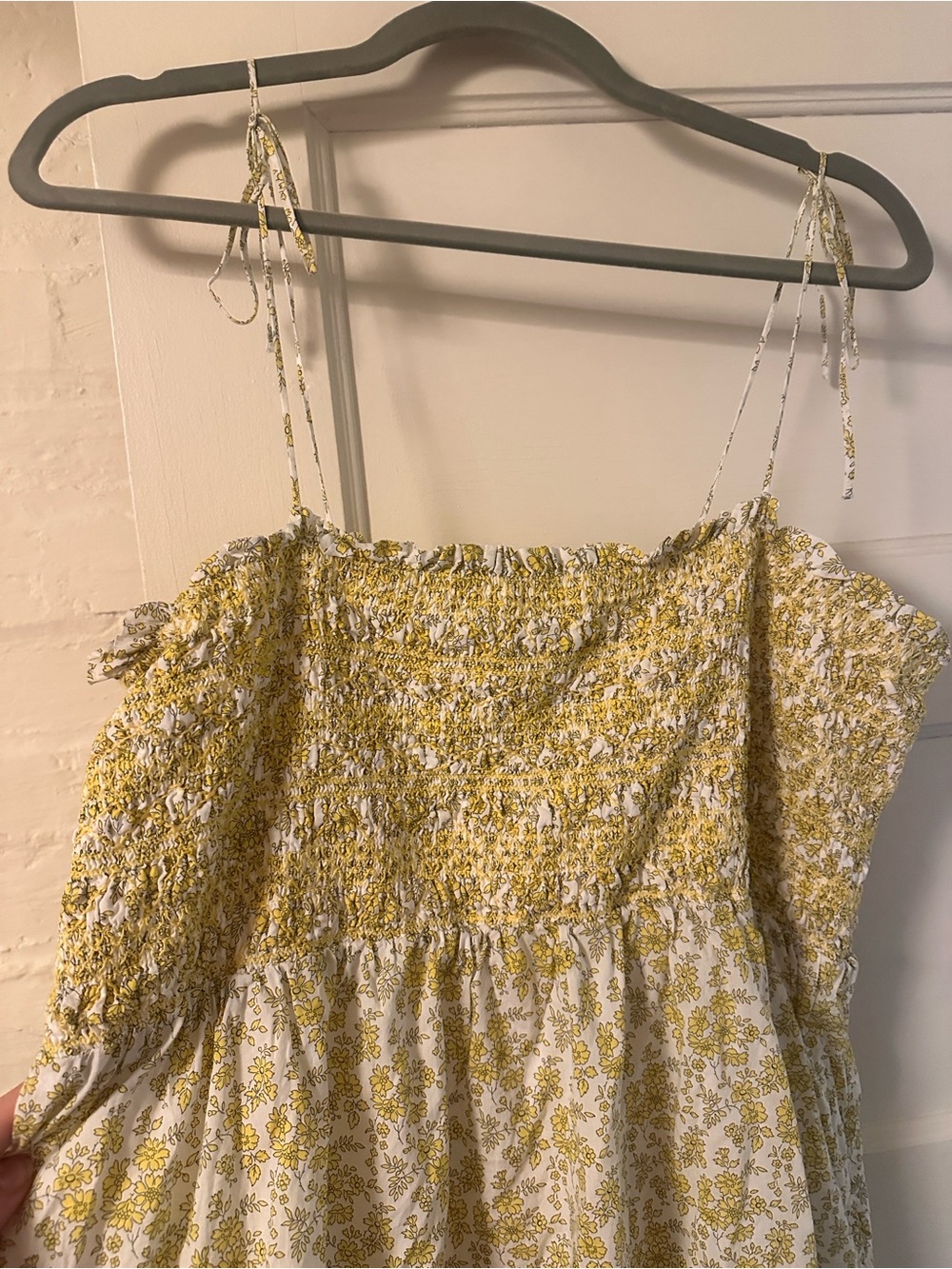 J. Crew Yellow Floral Smocked Midi Dress - Picture 4 of 6